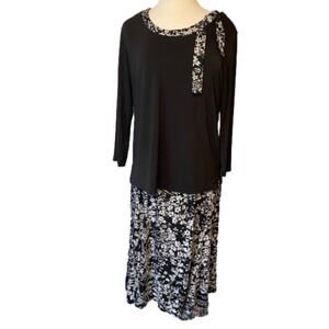 Lady Sun Women's M Cottage 2 Piece Skirt Blouse Set Career Office Classic Retro